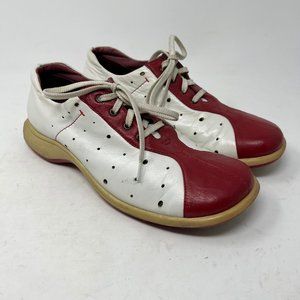 Vintage Heliotrope Woman’s Sneakers sz 8 ½ Red & White Leather Lace Up